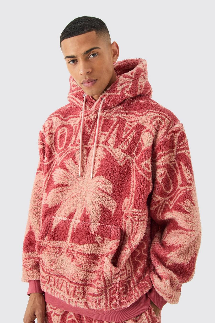 Red Oversize hoodie i teddy image number 1