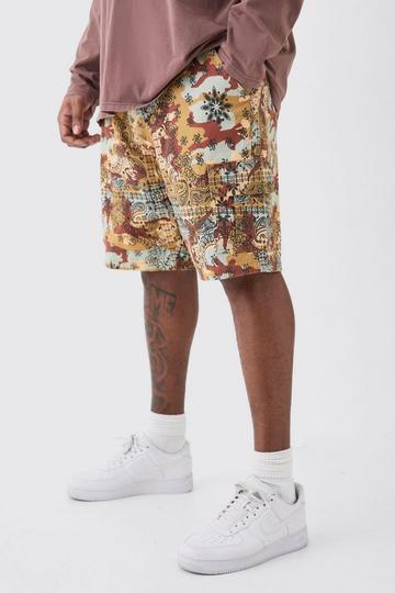 Plus Fixed Waist Camo Twill Cargo Short multi