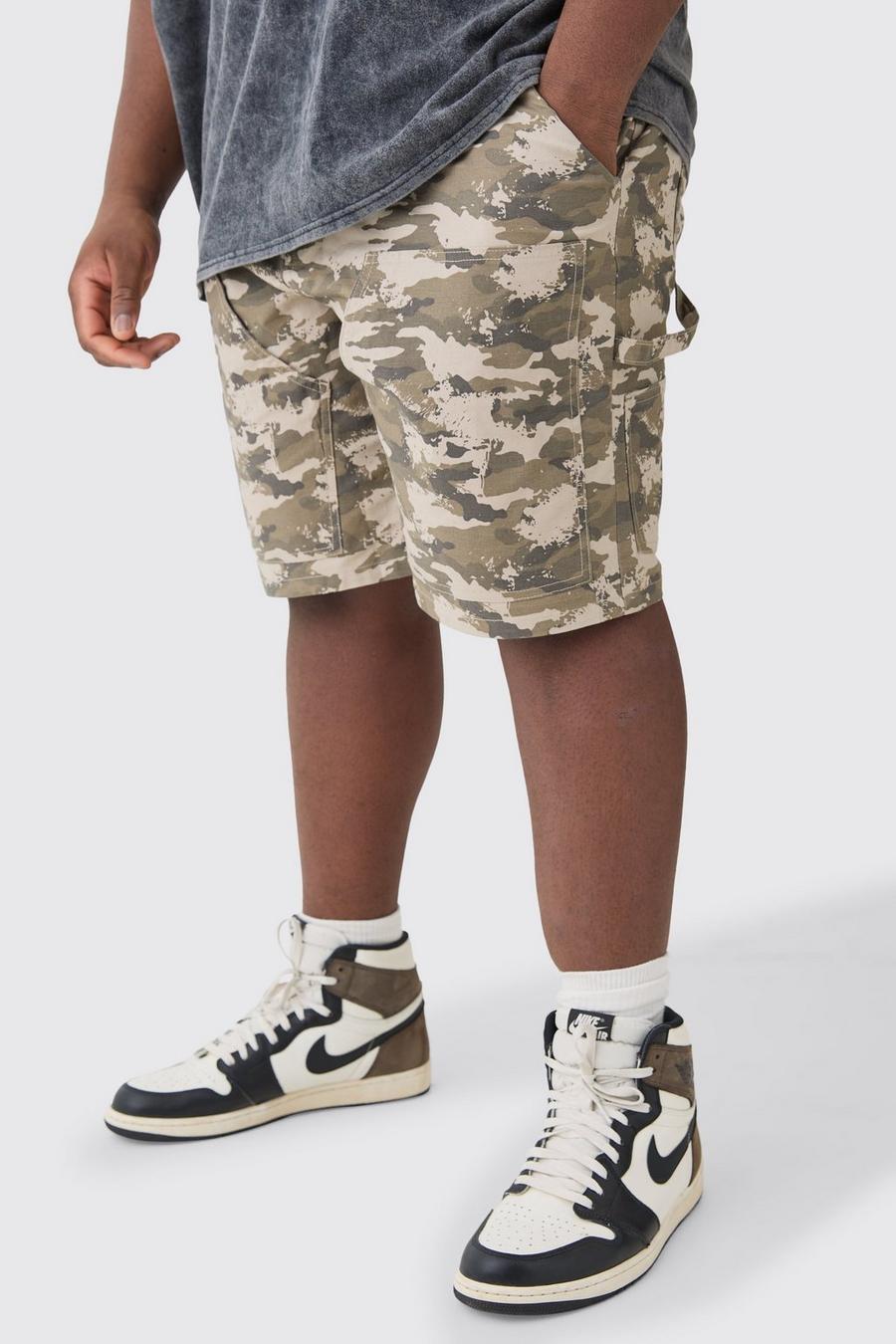 Plus Camouflage Twill Cargo-Shorts, Multi
