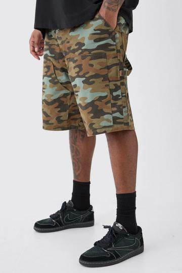 Plus Fixed Waist Camo Twill Carpenter Short multi