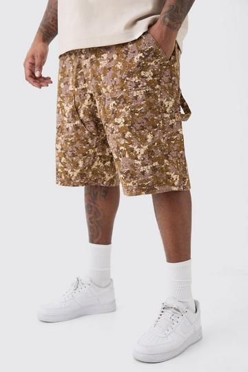 Plus Fixed Waist Camo Twill Carpenter Short multi