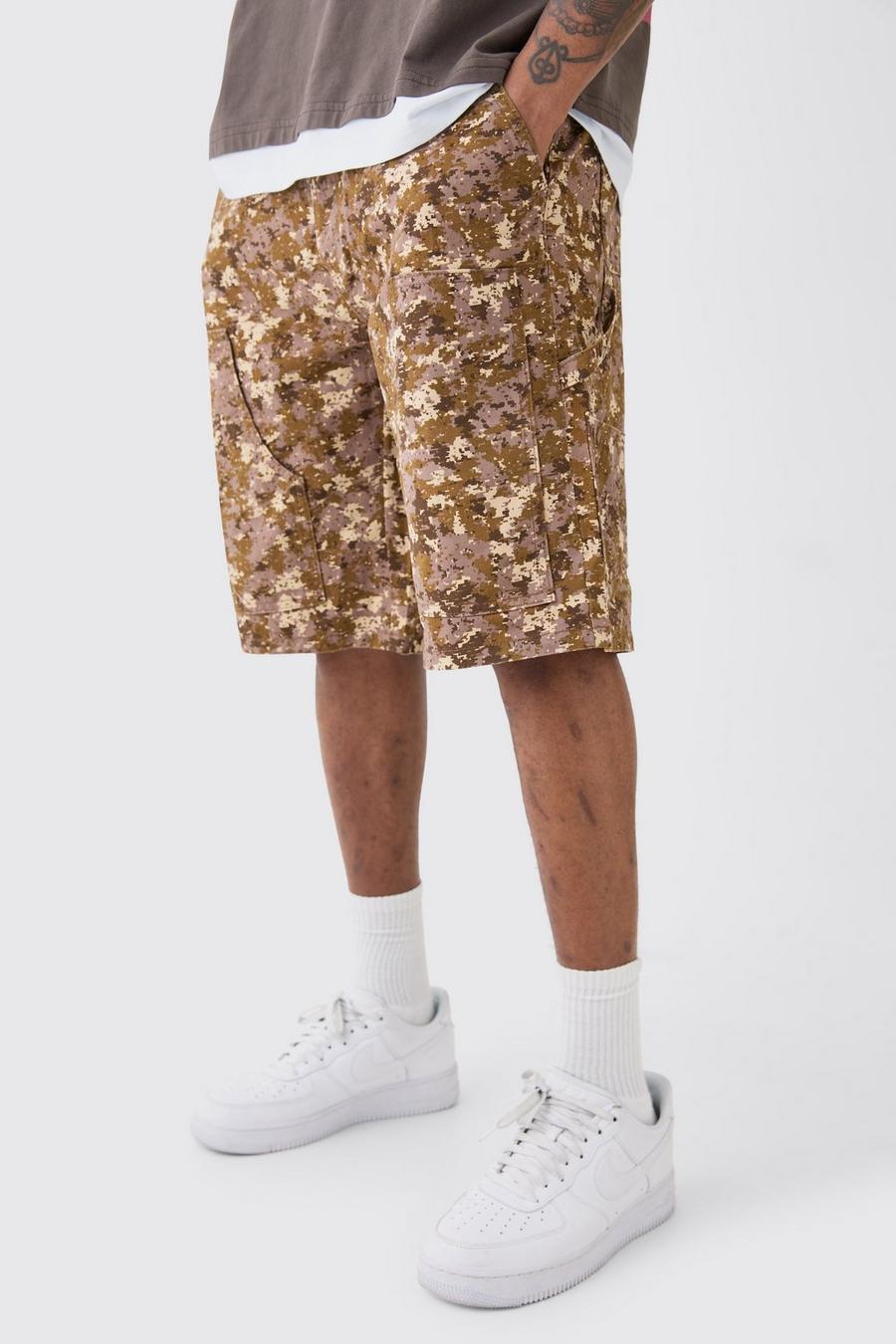 Multi Tall Keperstof Camouflage Print Shorts Met Tailleband image number 1