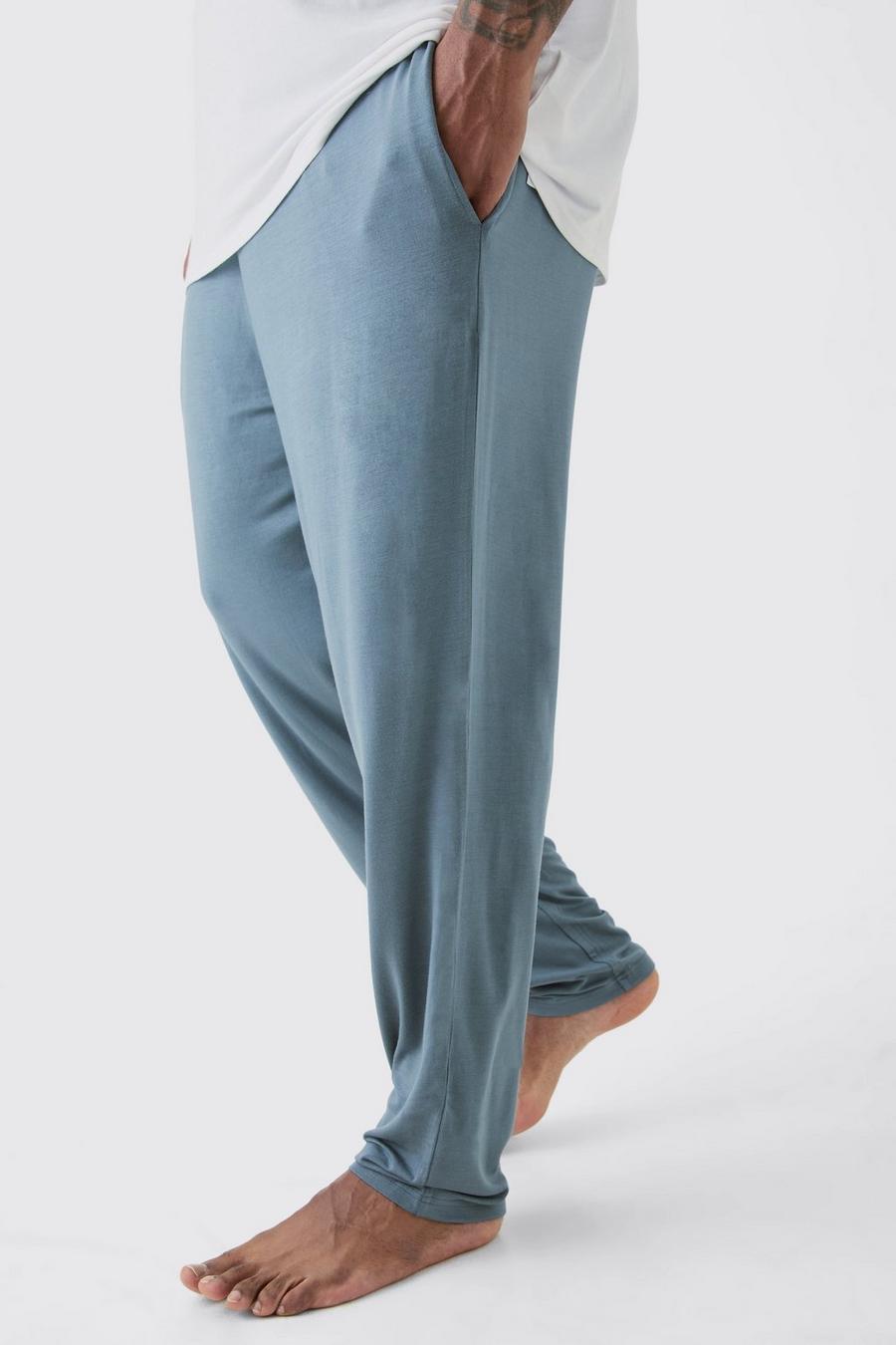 Slate blue Plus Premium Modal Mix Relaxed Fit Lounge Bottoms image number 1