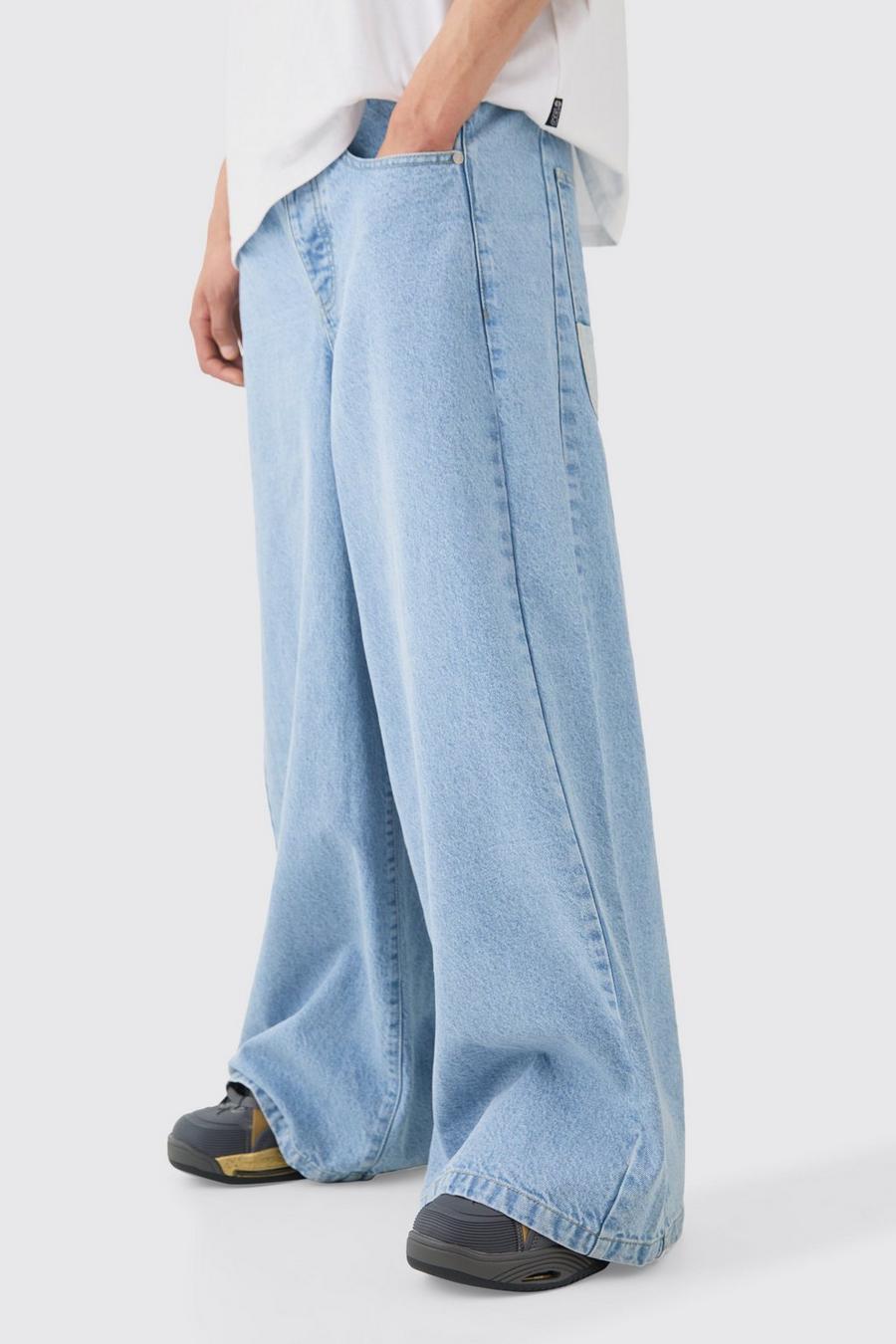 Ice blue Isblå jeans med extremt bred passform image number 1
