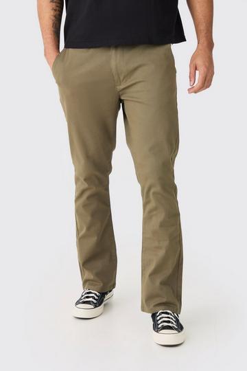 Fixed Waist Slim Flare Chino Pants khaki