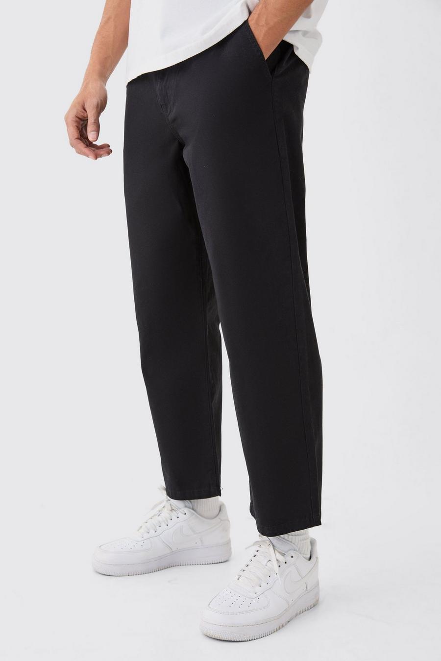 Black Fixed Waist Skate Cropped Chino Trouser image number 1