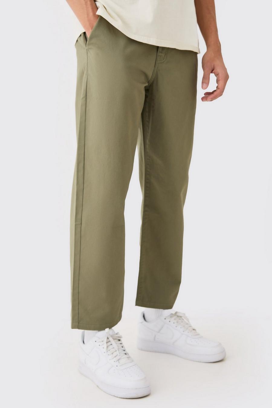 Pantalon chino court à taille fixe, Khaki image number 1
