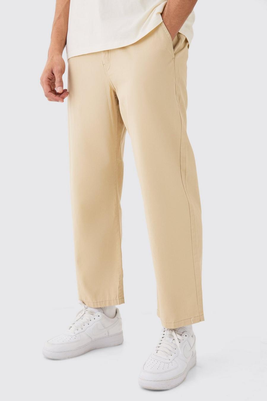 Pantalon chino court à taille fixe, Tan image number 1