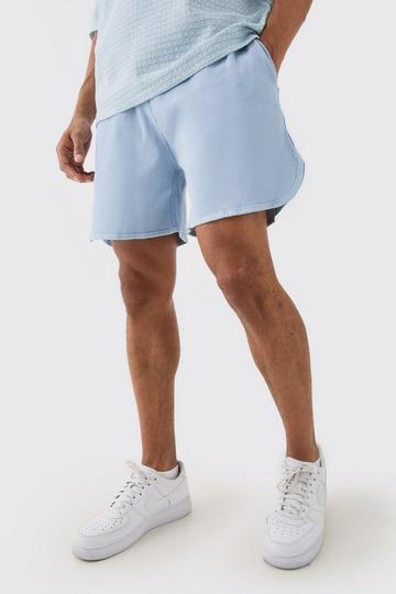 Blue Volley Short Length Heavyweight Ribbed Short