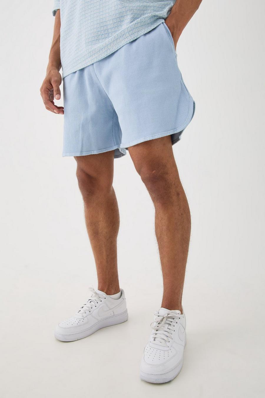 Sky blue Volley Short Length Heavy Weight Ribbed Short