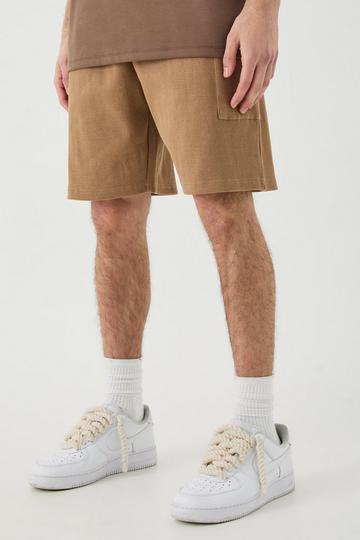 Brown Relaxed Heavyweight Ribbed Cargo Short