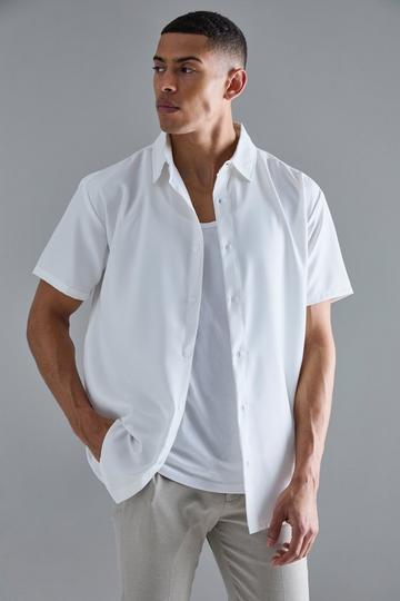 Short Sleeve Soft Twill Oversized Shirt white