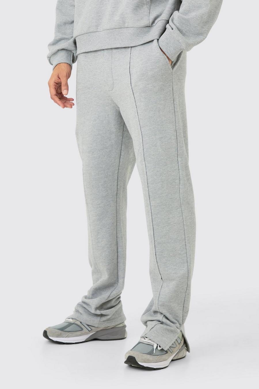 Pantalón deportivo Regular grueso con abertura en el bajo, Grey marl