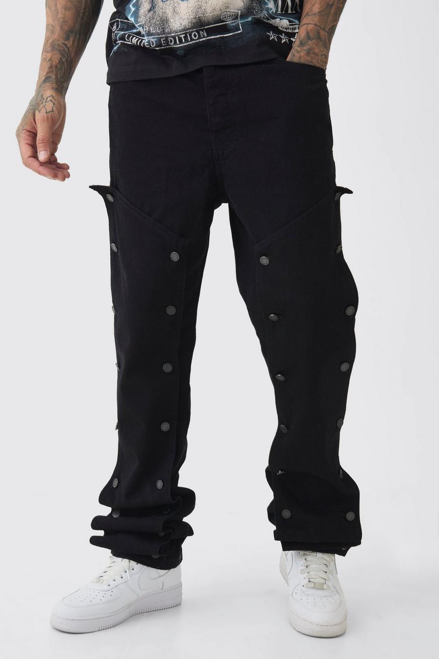 Tall - Pantalon droit délavé à taille fixe, Black