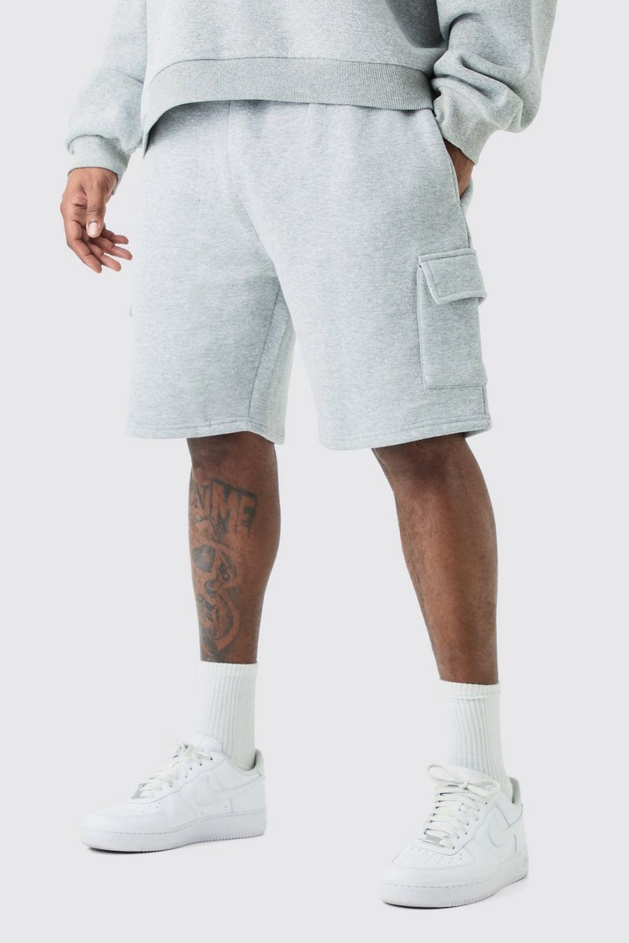 Pantalón corto Plus holgado cargo de tela jersey, Grey image number 1