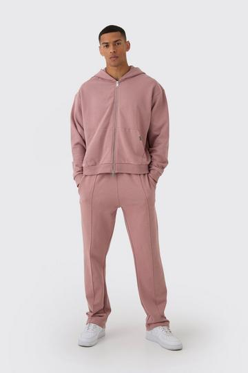 Oversized Boxy Hooded Zip Through Tracksuit rose