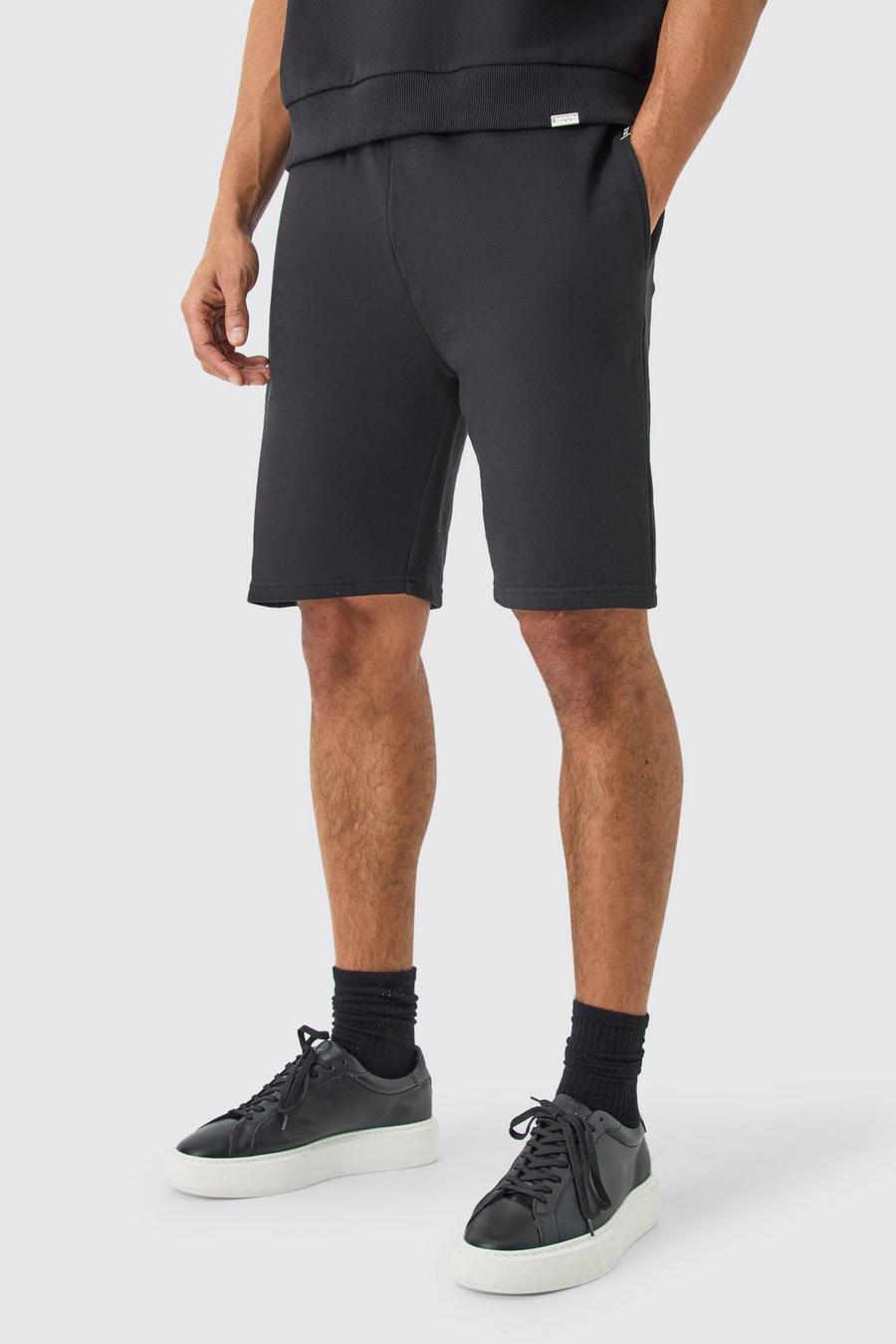 Black Mellanlånga shorts i tjockt tyg med ledig passform image number 1