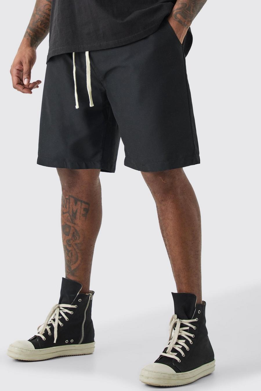 Pantalón corto Plus holgado con cintura elástica, Black image number 1