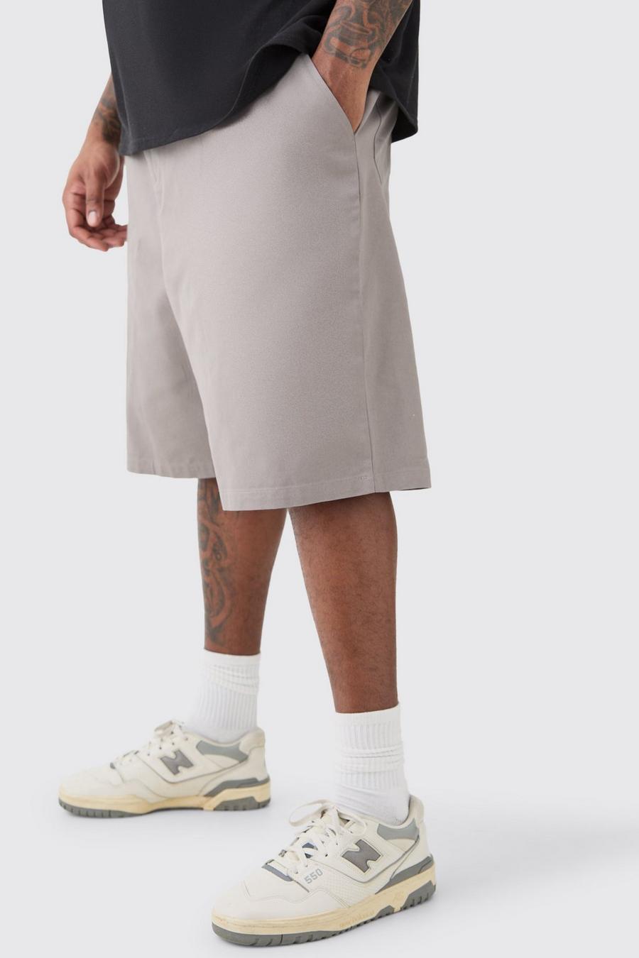 Pantalón deportivo Plus de sarga con cintura fija, Grey image number 1