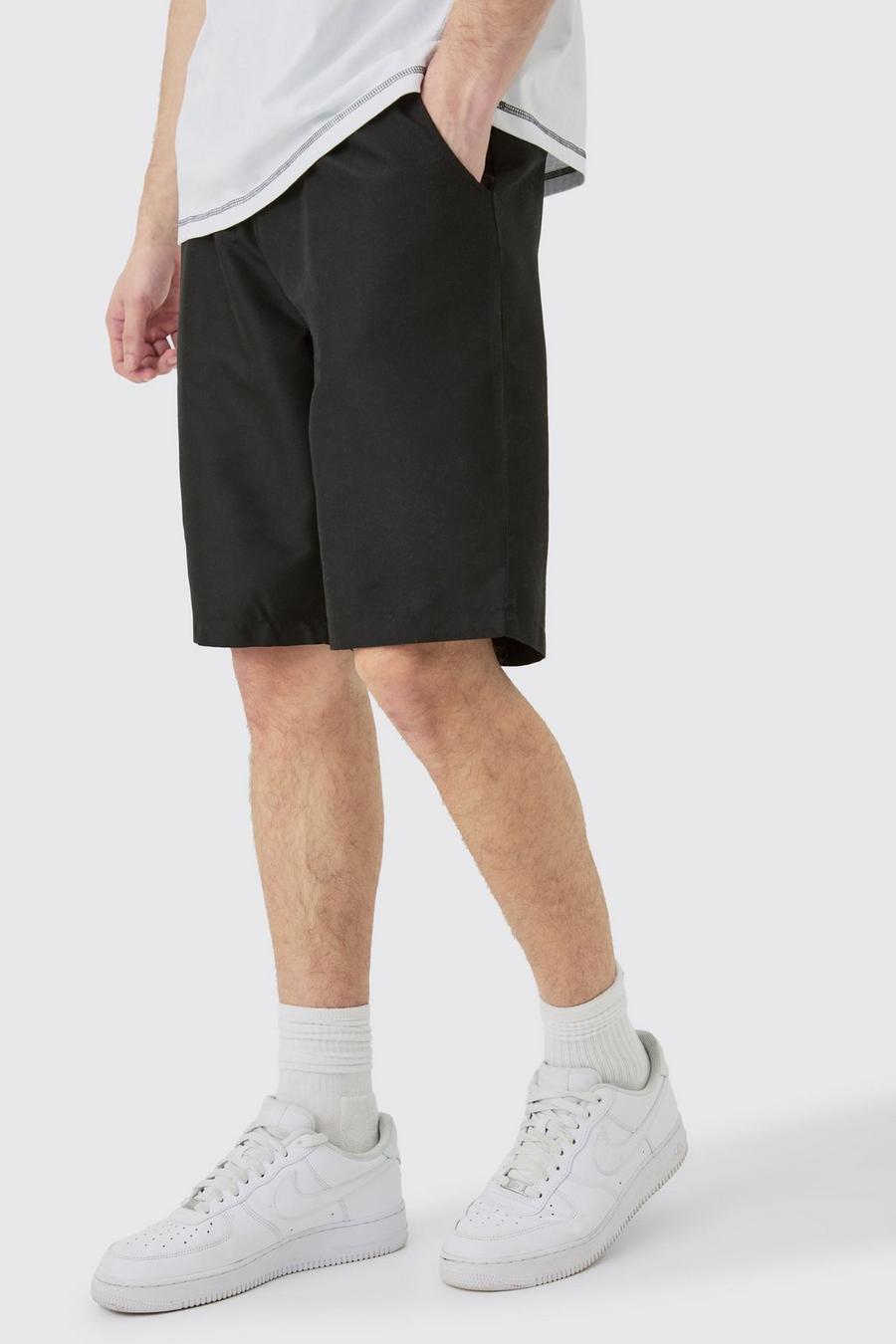 Black Tall Loose fit shorts med resår i midjan image number 1