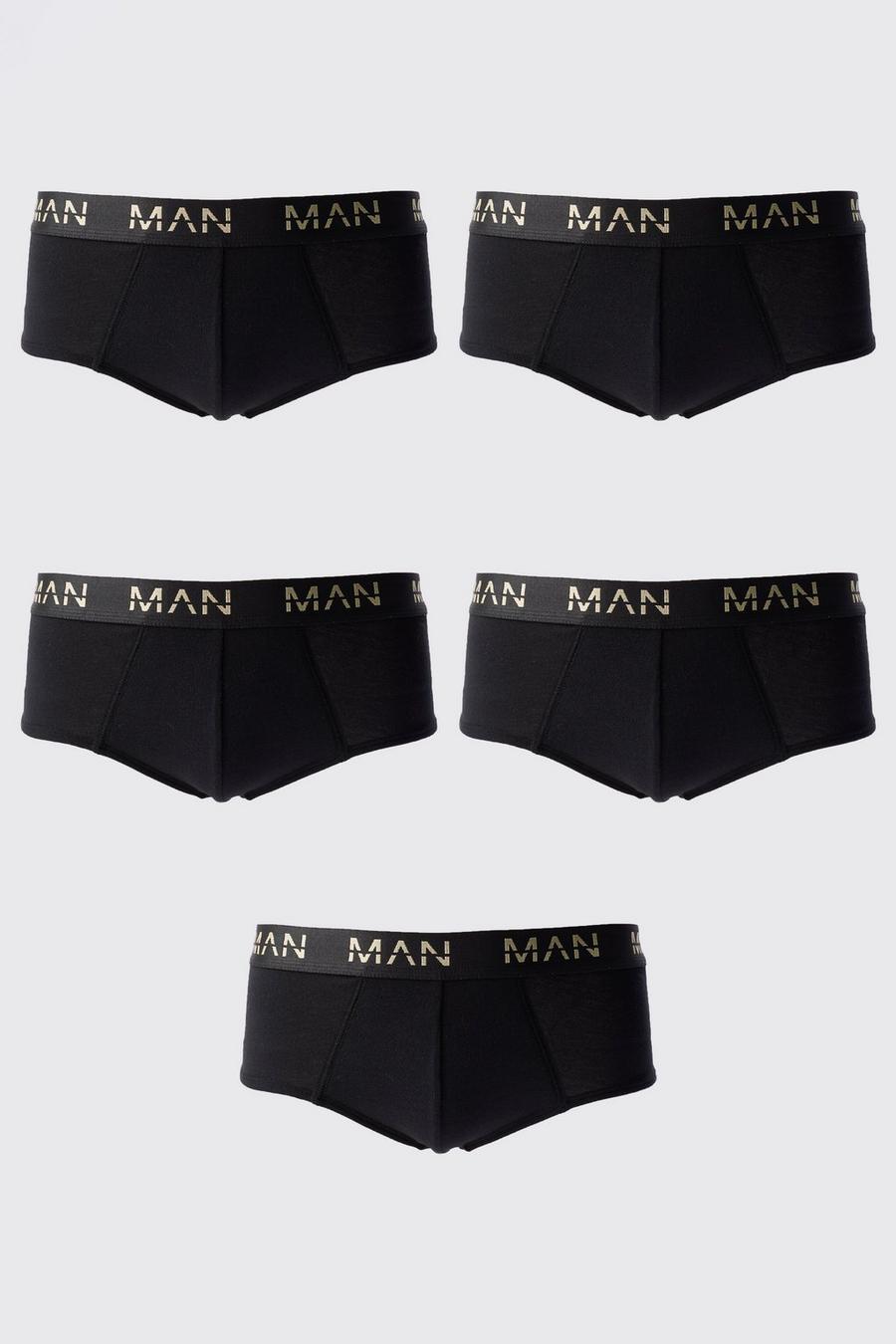 5er-Pack goldene Man-Dash Boxershorts in Schwarz, Black image number 1