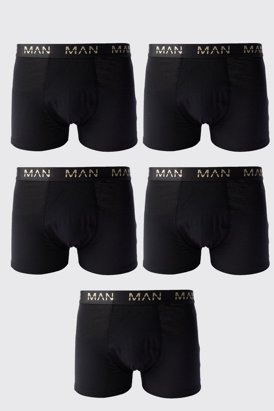 5 Pack Gold Man Dash Boxers In Black