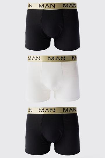 3 Pack Man Roman Gold Waistband Boxers In Multi multi