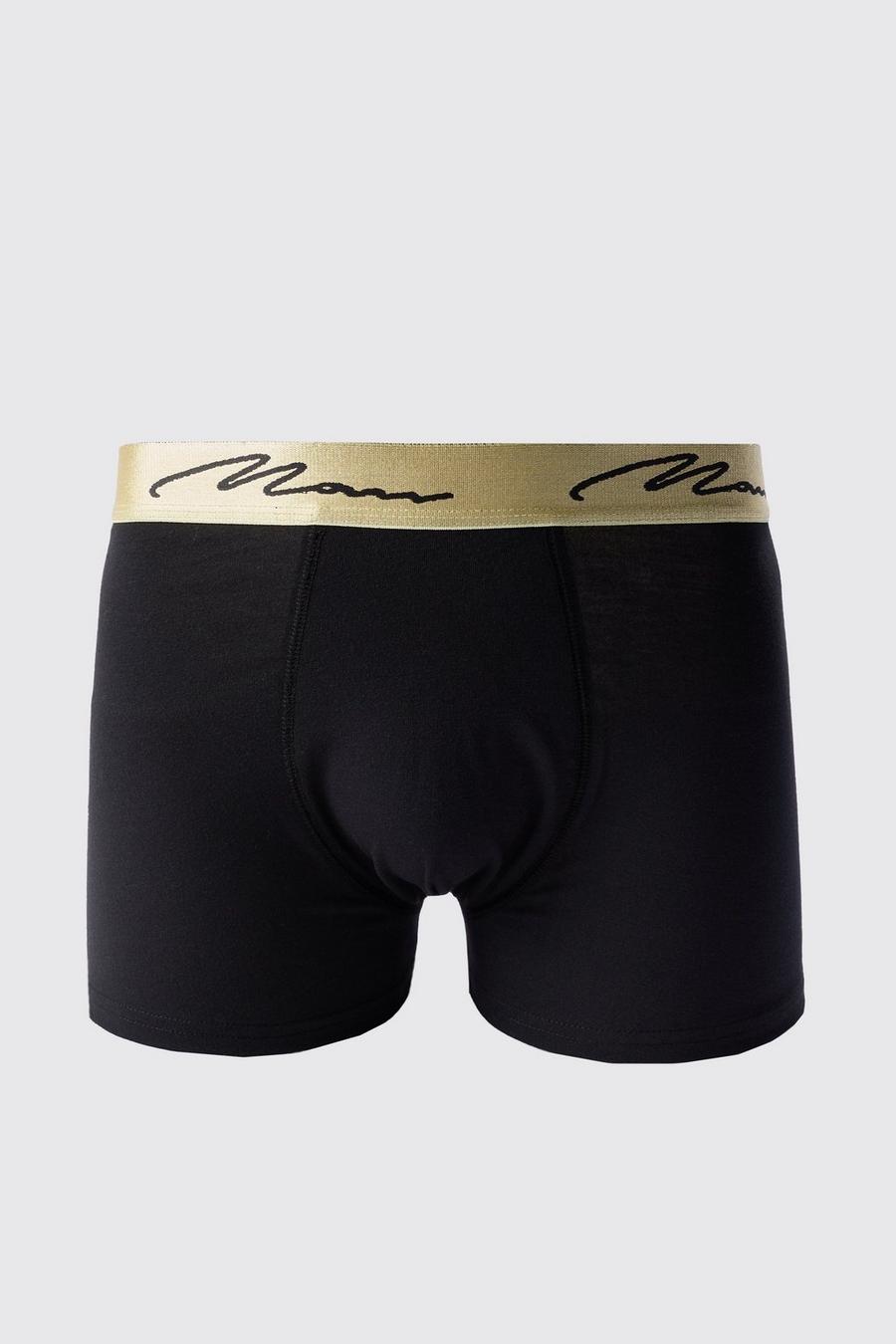 Man Signature Gold Waistband Boxers In Black image number 1