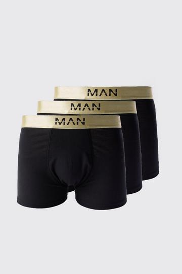 3 Pack Man Dash Gold Waistband Boxers In Black black