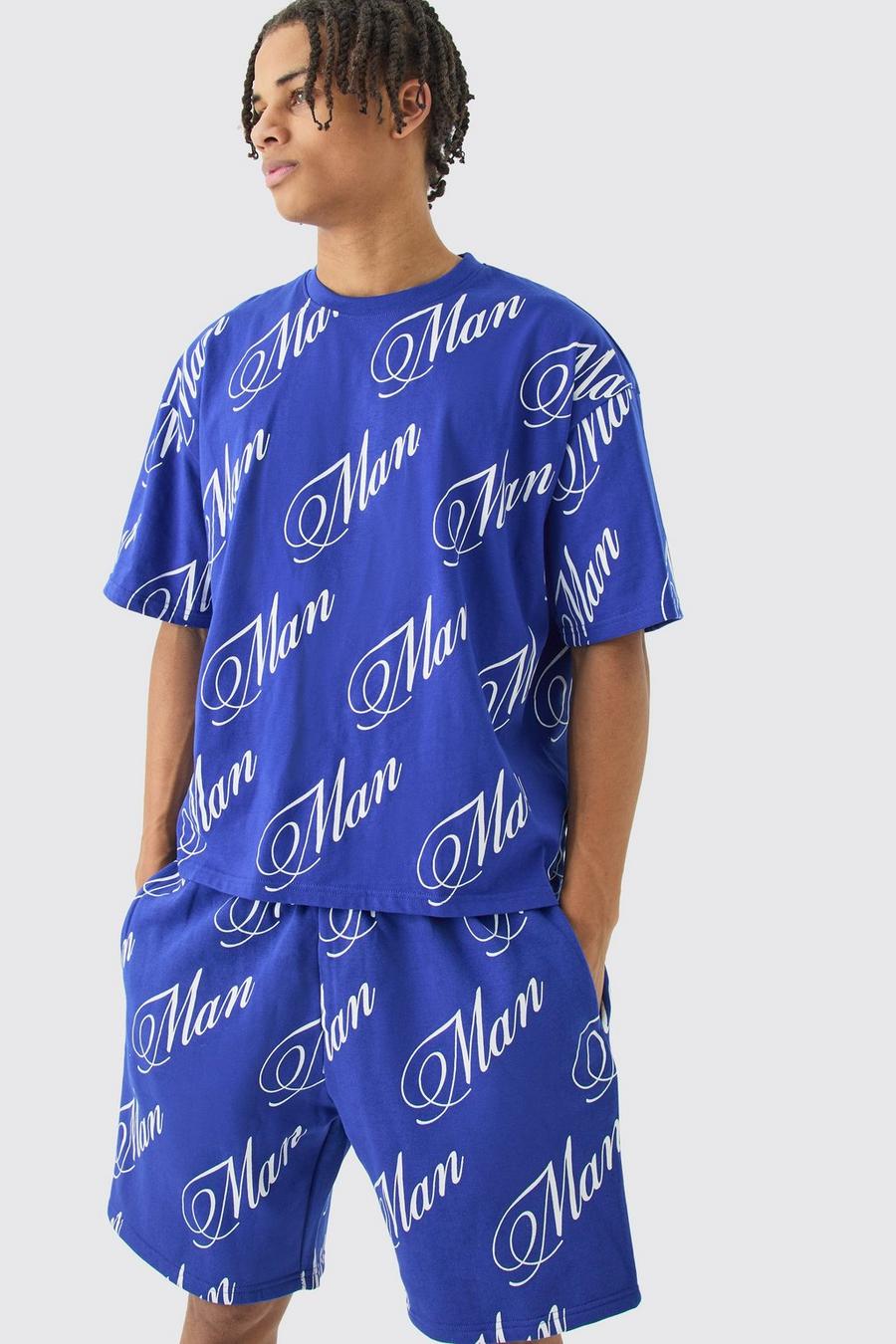 Cobalt Limited Edition Script All Over Print Boxy Short Set