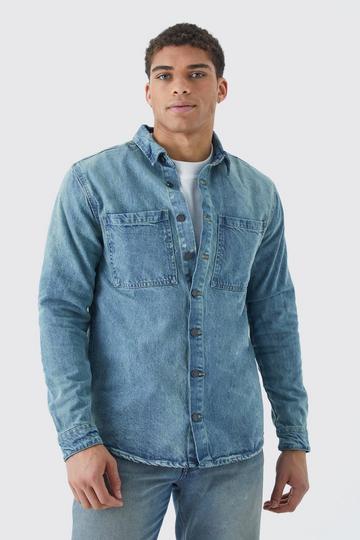 Blue Long Sleeve Denim Overshirt