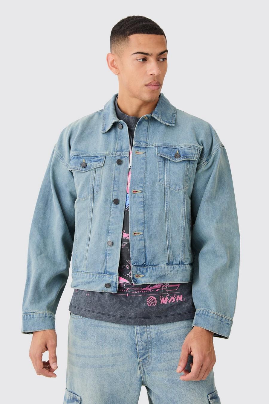 Antique blue Boxy Fit Denim Jacket