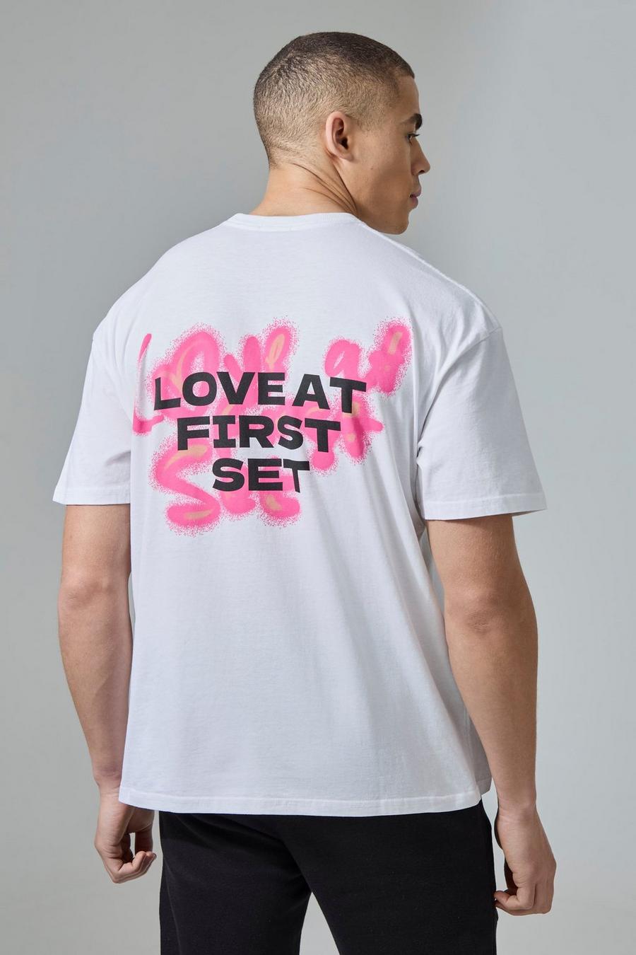 T-shirt de sport oversize à imprimé Love At First Set, White image number 1
