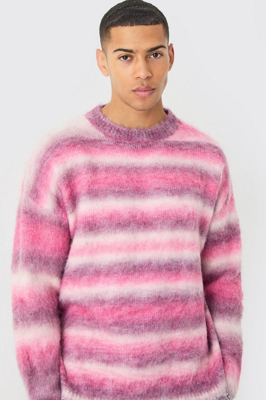 Gestreiftes gestricktes Sweatshirt in Pink