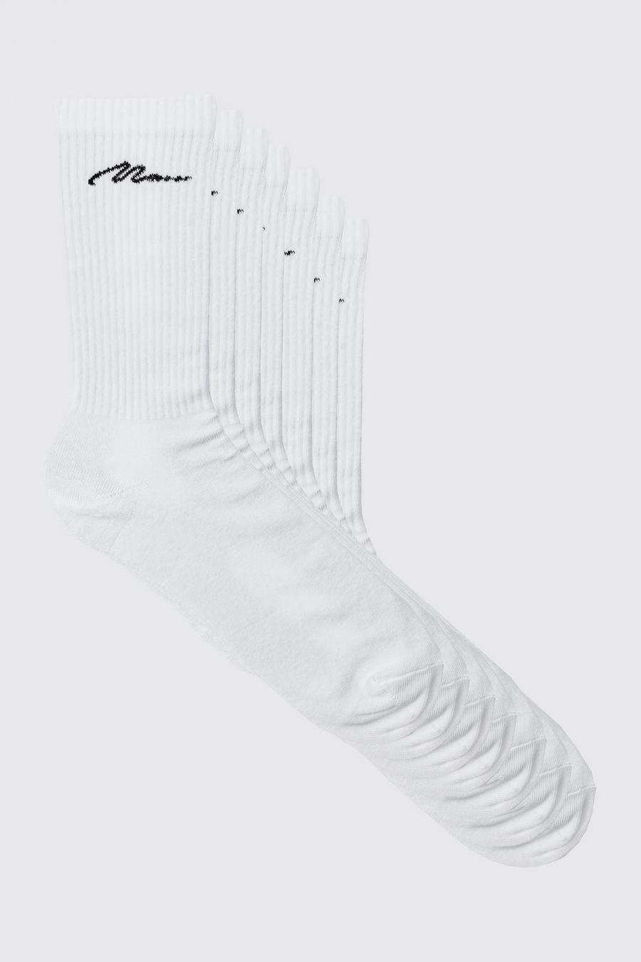 Pack de 7 pares de calcetines deportivos con firma MAN, White