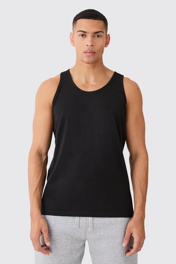 Black Basic Man Signature Tank Top