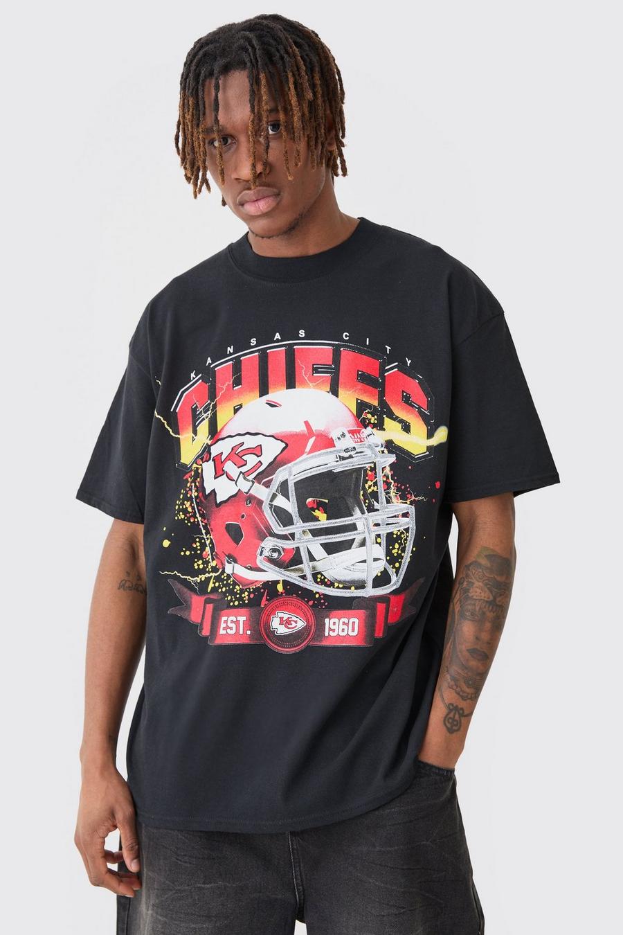 Black noir Nfl  Chiefs Extended Neck Oversized License T-shirt