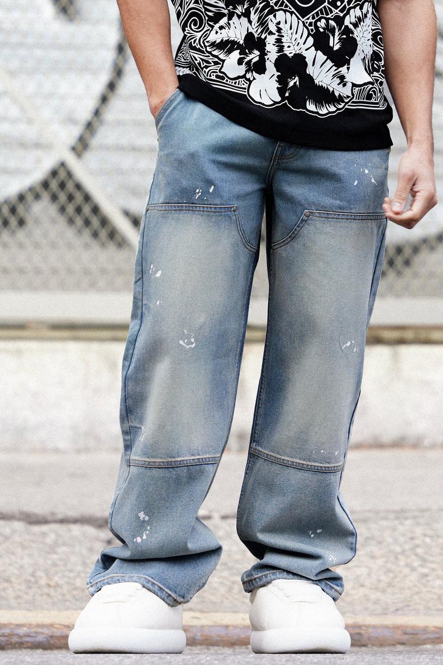 Jeans Carpenter extra comodi in denim rigido, Antique wash