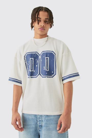 Oversized Boxy Heavyweight Waffle Varsity T-shirt ecru