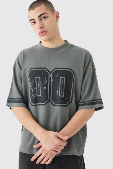 Oversized Boxy Heavyweight Waffle Varsity T-shirt charcoal