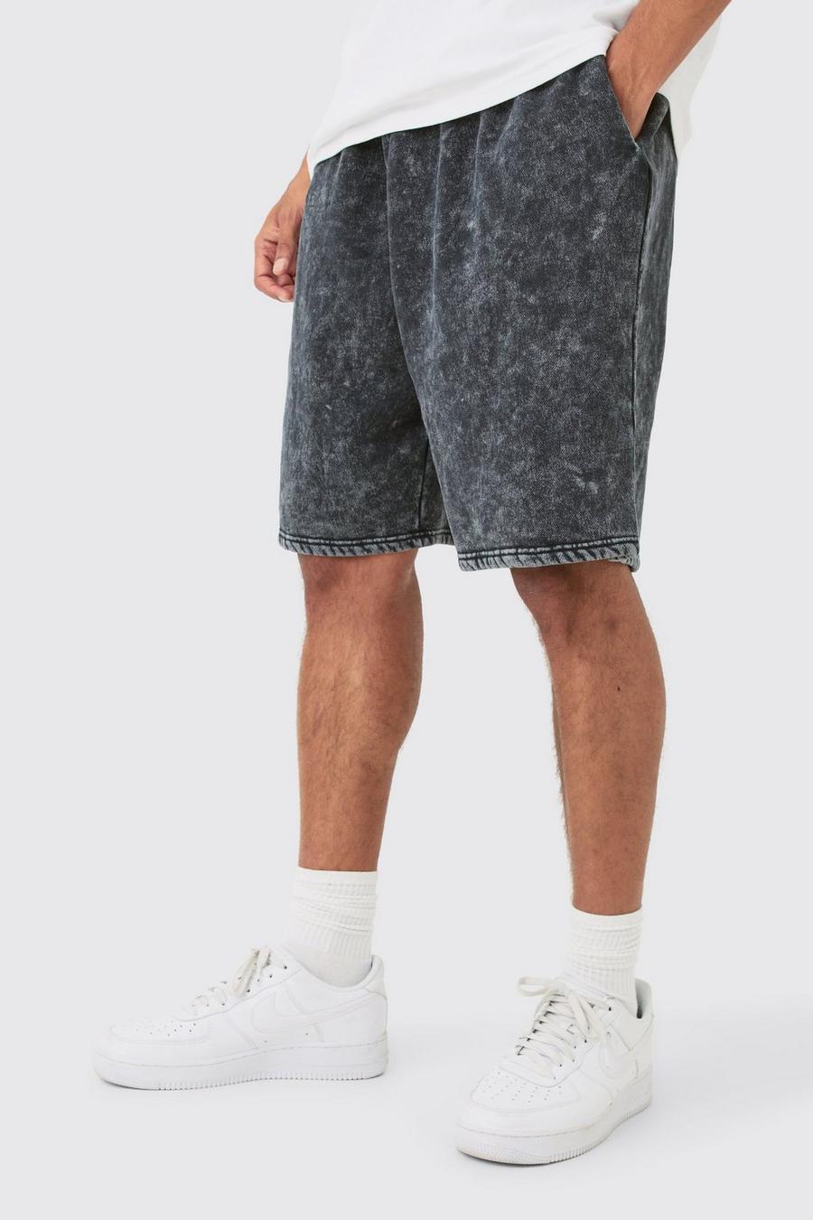 Jersey-Jorts mit Acid-Waschung, Charcoal image number 1