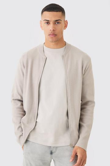 Grey Regular Fit Knitted Bomber