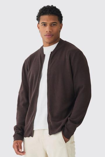 Regular Fit Knitted Bomber chocolate