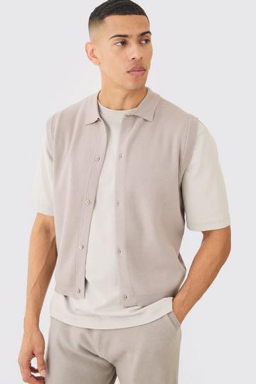 Regular Fit Sleeveless Knitted Shirt light grey