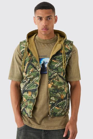 Veste sans manches à imprimé camouflage khaki