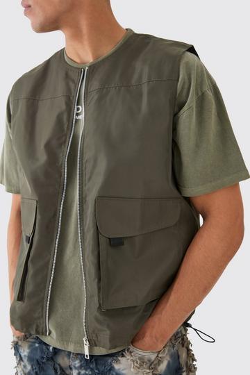 Khaki Nylon Utility Vest