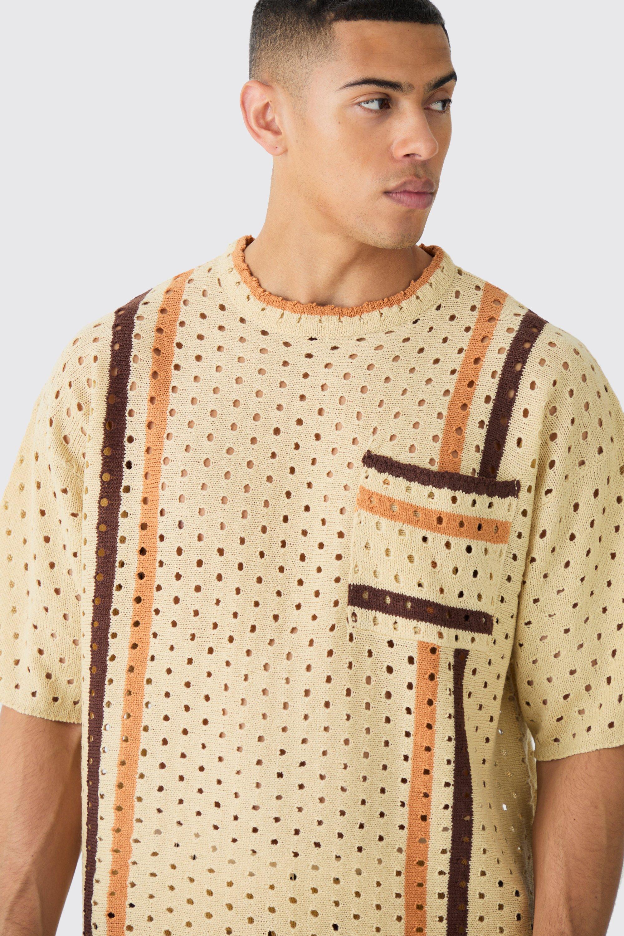 【boohoo】オープンステッチ ニットTシャツ Oversized Open Stitch T-shirt Short Knitted Set | boohoo NZ