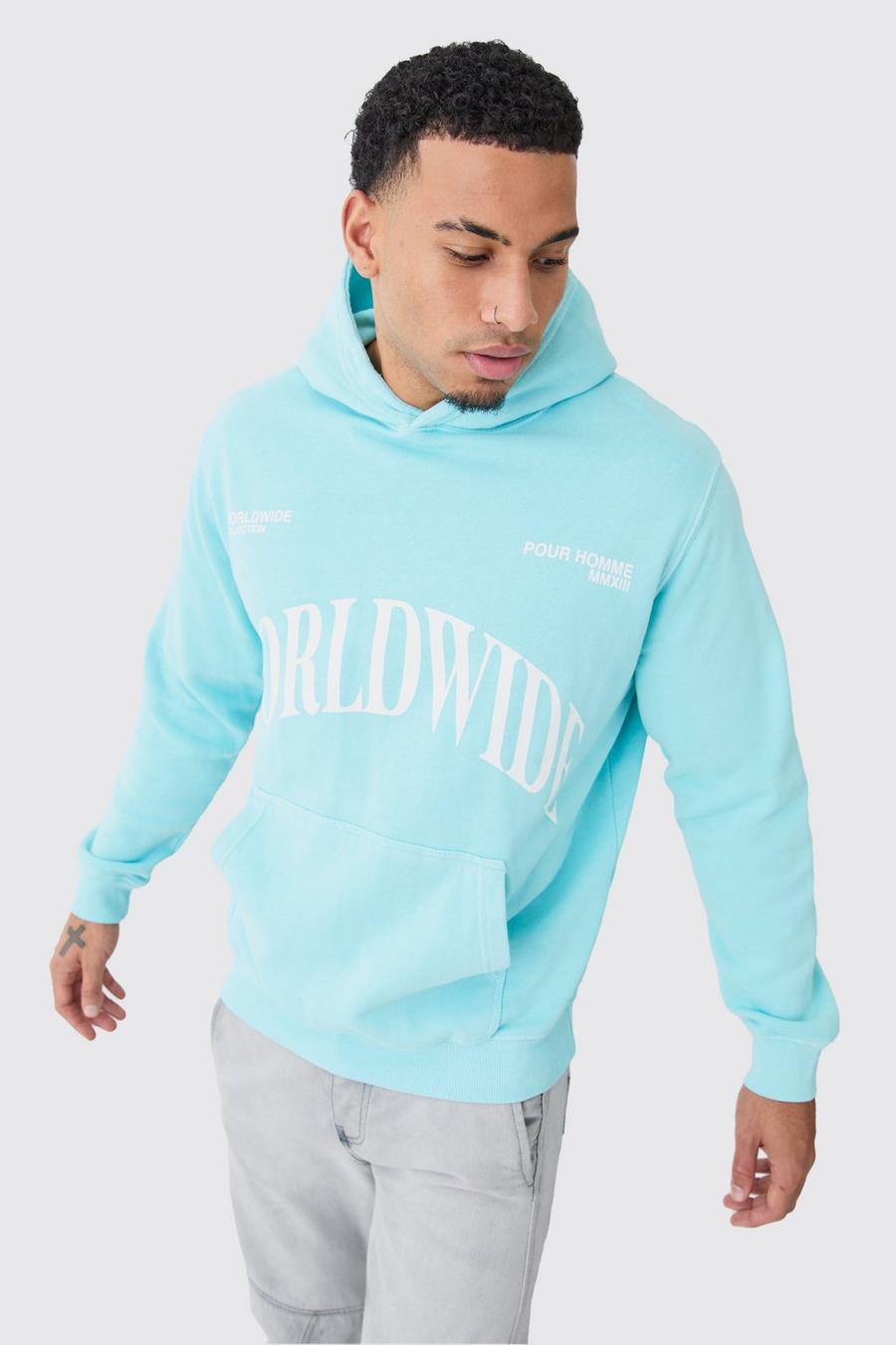 Blue Overdye Graphic Hoodie image number 1