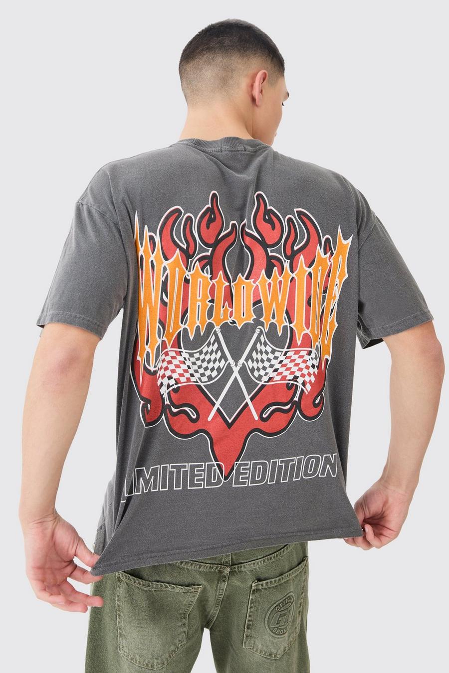 Charcoal Dik Overdye Worldwide T-Shirt image number 1