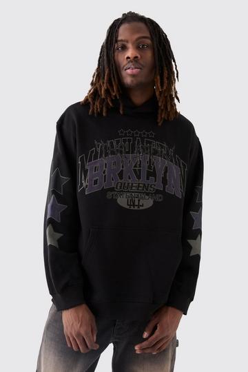 Oversized Varsity Graphic Hoodie black